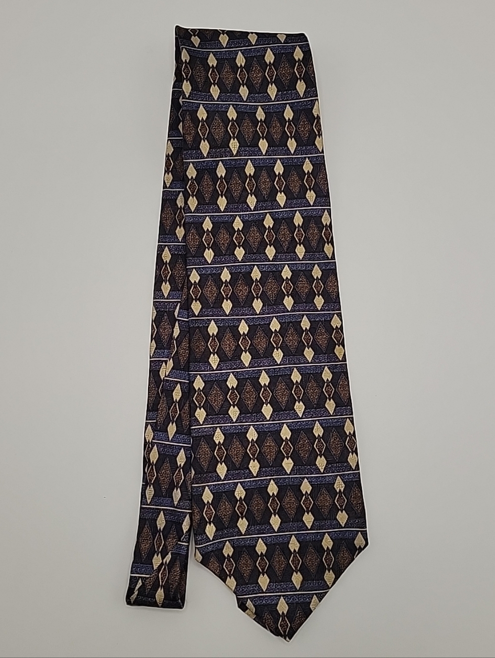 Haggar Men's Geometric Print Tie in Black, Brown, Blue and Cream